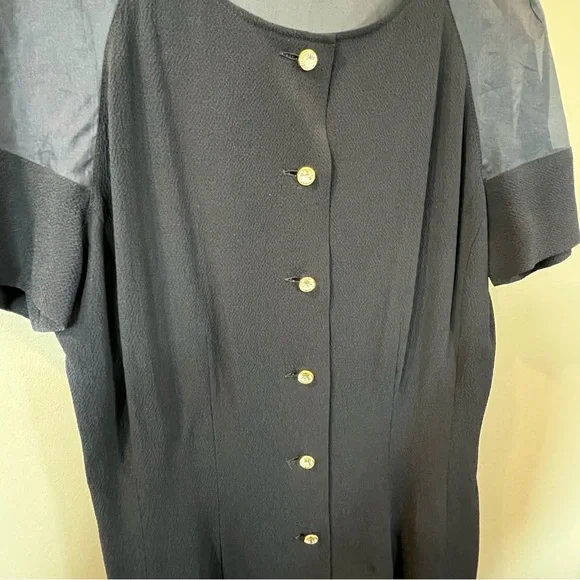 Valentino Miss V Vintage 1980s Navy Pencil Dress SZ 44 Medium - Picture 2 of 9